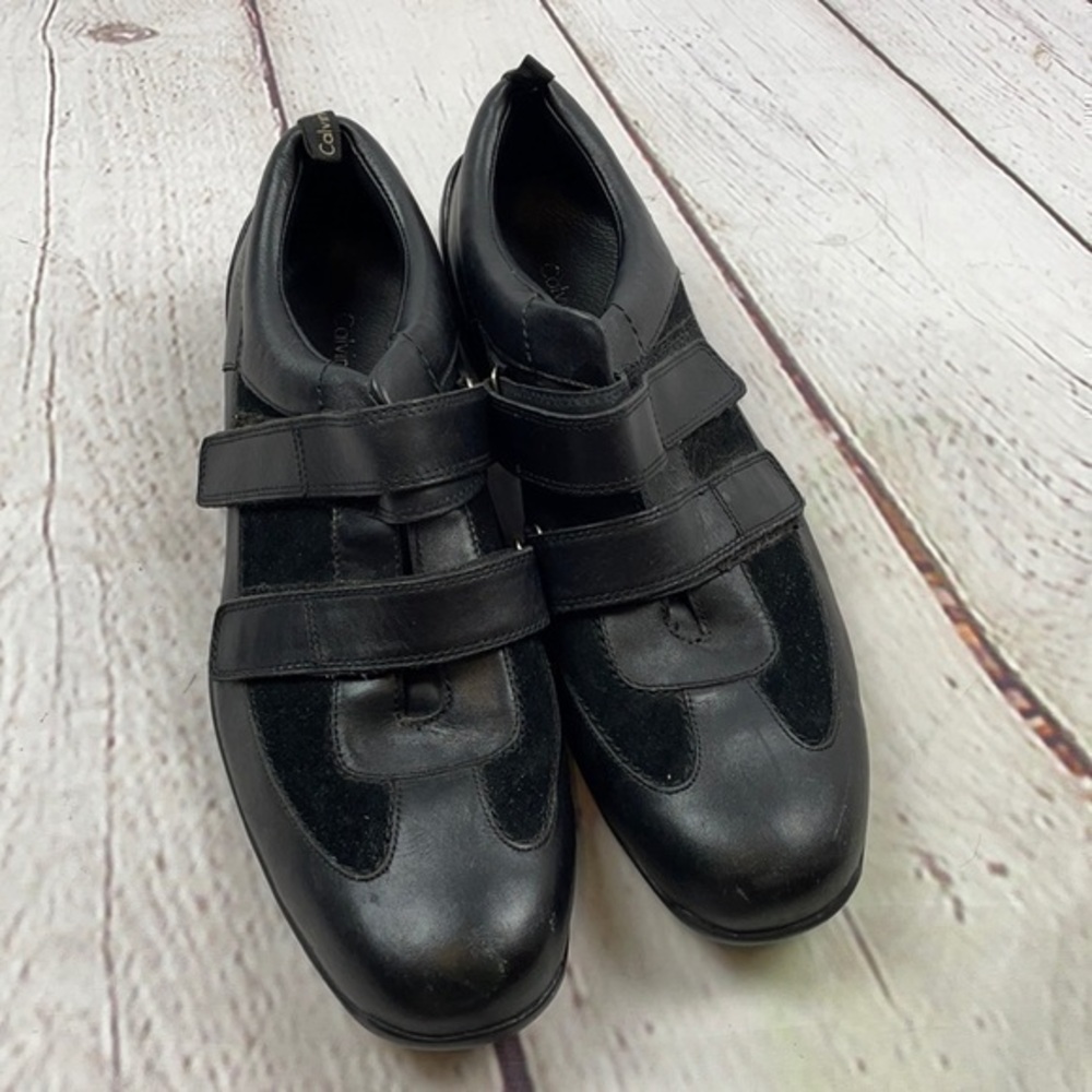 UEC Calvin Klein black leather Velcro shoes 12